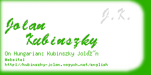 jolan kubinszky business card